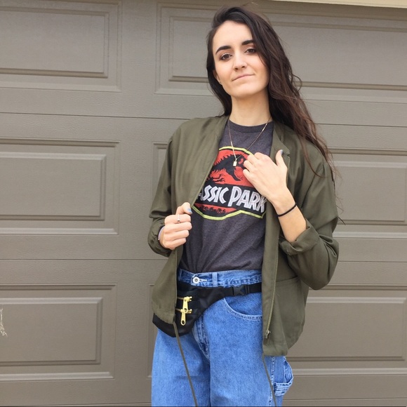 Olive Green Bomber Zip up Jacket - Picture 2 of 8